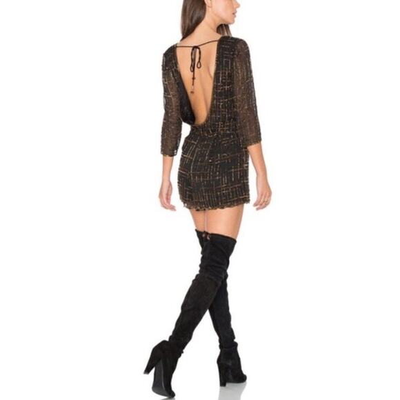 Raga Black Beaded Midnight Kiss Open Back Romper Sz M - Picture 9 of 11